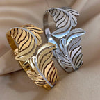 Wide Silver Palm Leaf Bracelet