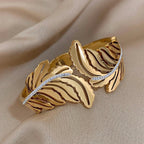 Wide Gold Palm Leaf Bracelet