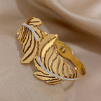 Wide Gold Palm Leaf Bracelet