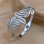 Wide Silver Palm Leaf Bracelet