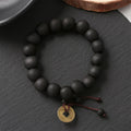 Buddhist ID Bracelet in Black Stones