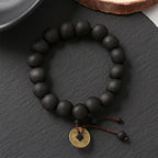 Buddhist ID Bracelet in Black Stones