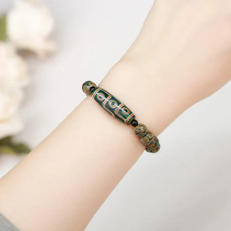 Buddhist Agate Stone ID Bracelet