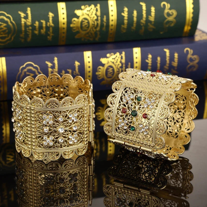 Bracelet large avec strass arabe musulman mariage blanc