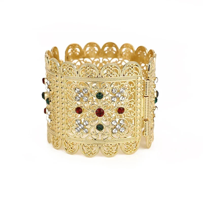 Bracelet large avec strass arabe musulman mariage rouge