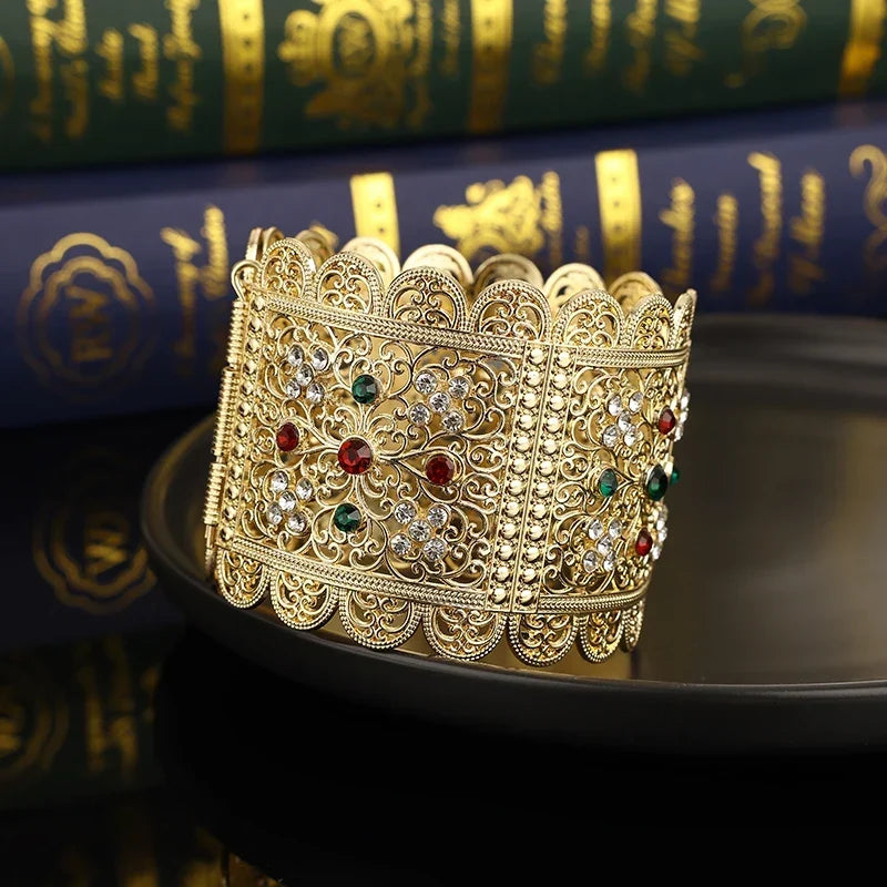 Bracelet large avec strass arabe musulman mariage rouge