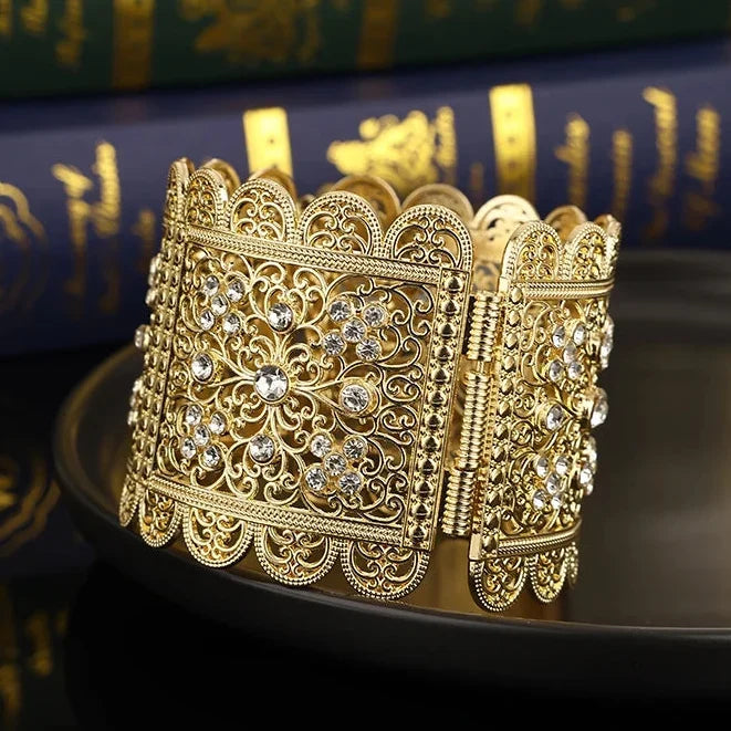 Bracelet large avec strass arabe musulman mariage blanc
