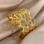 Bracelet manchette corail doré pour femme or