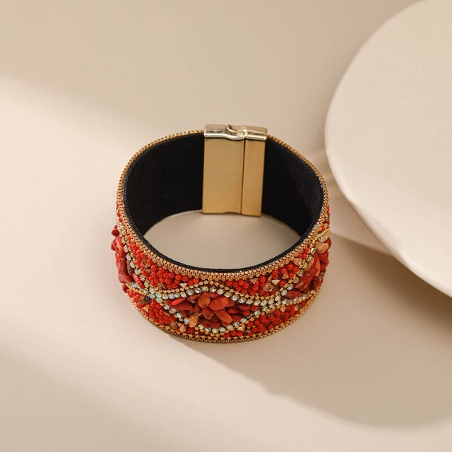 Natural Stone Cuff Bracelet for Women
