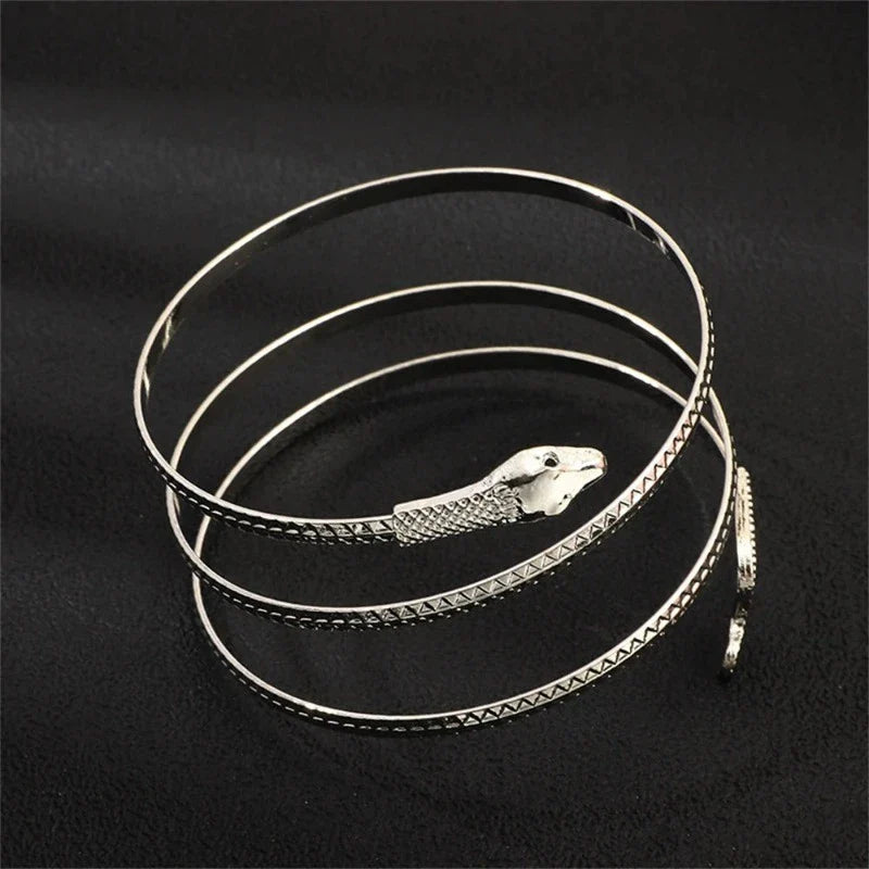 Women's Snake Cuff Bracelet Reptile Silver