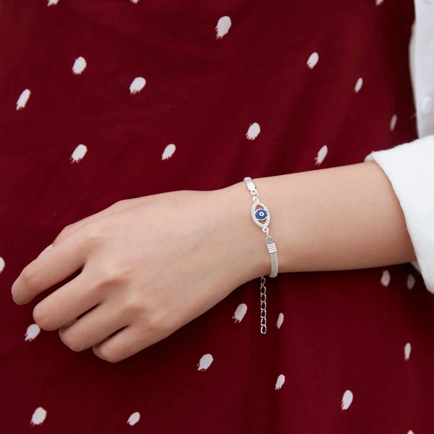 Blue Evil Eye Silver Bracelet