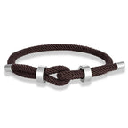 Bracelet moderne en corde tressée avec nœud marron