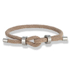 Bracelet moderne en corde tressée avec nœud  beige