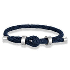 Bracelet moderne en corde tressée avec nœud bleu marine