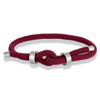 Bracelet moderne en corde tressée avec nœud  bordeaux