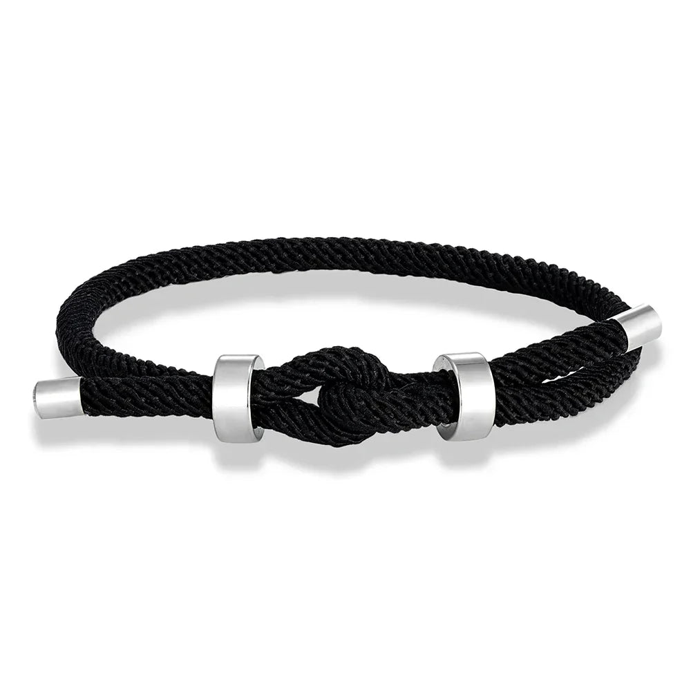 Bracelet moderne en corde tressée avec nœud noir