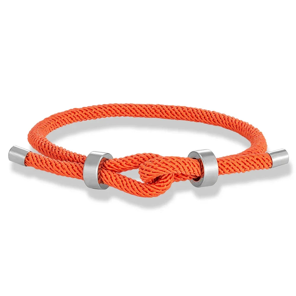 Bracelet moderne en corde tressée avec nœud  orange