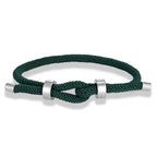 Bracelet moderne en corde tressée avec nœud vert foncé