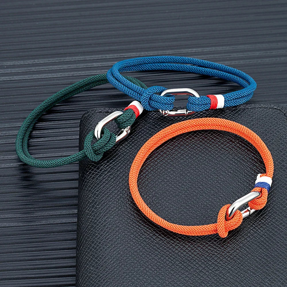 Bracelet nautique en corde tressée avec nœud pour homme ou femme orange