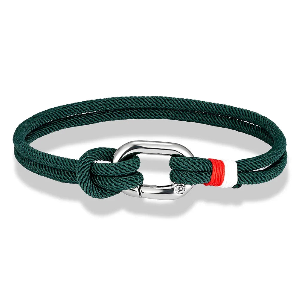 Bracelet nautique en corde tressée avec nœud pour homme ou femme vert