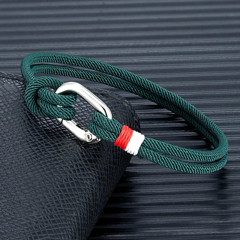 Bracelet nautique en corde tressée avec nœud pour homme ou femme vert
