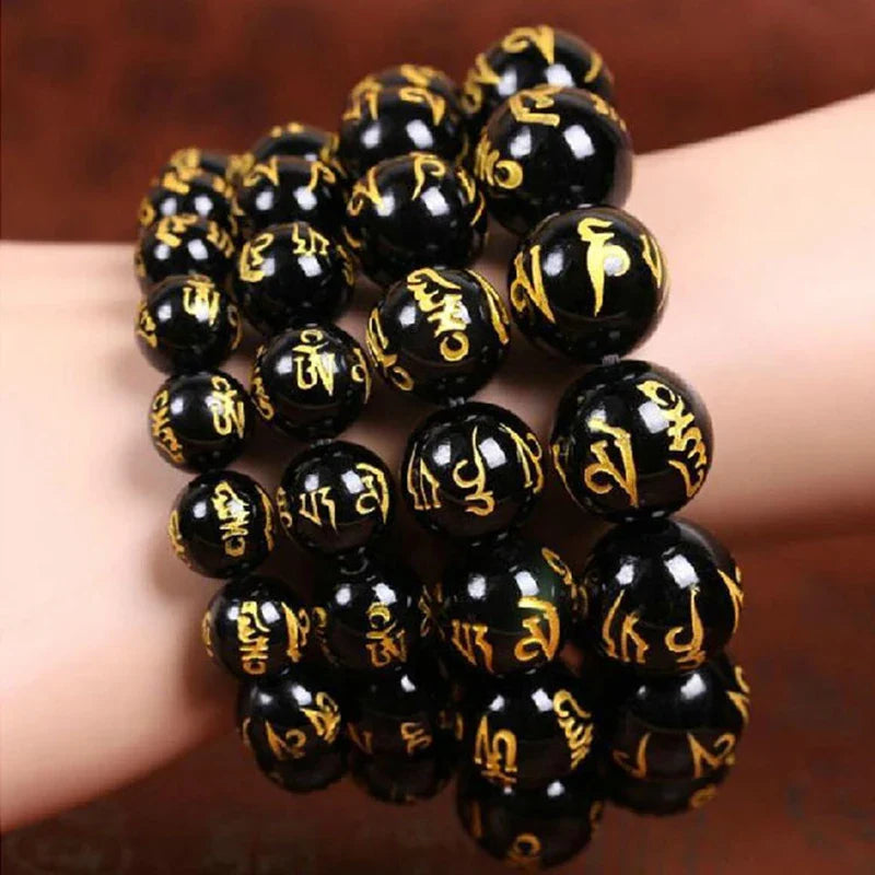 Black Buddhist Amulet Chain Bracelet