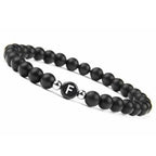Bracelet noir initiale f