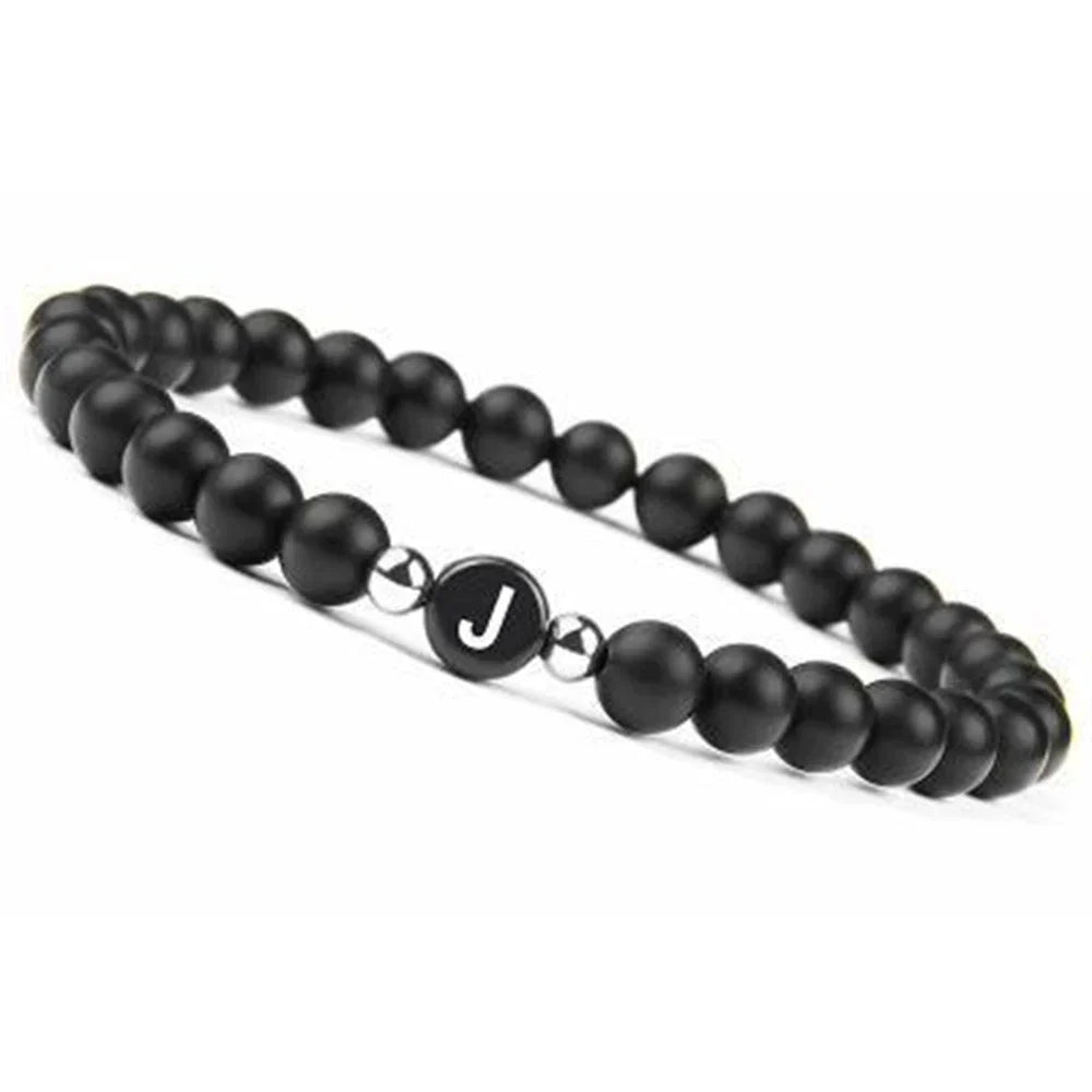 Bracelet noir initiale j