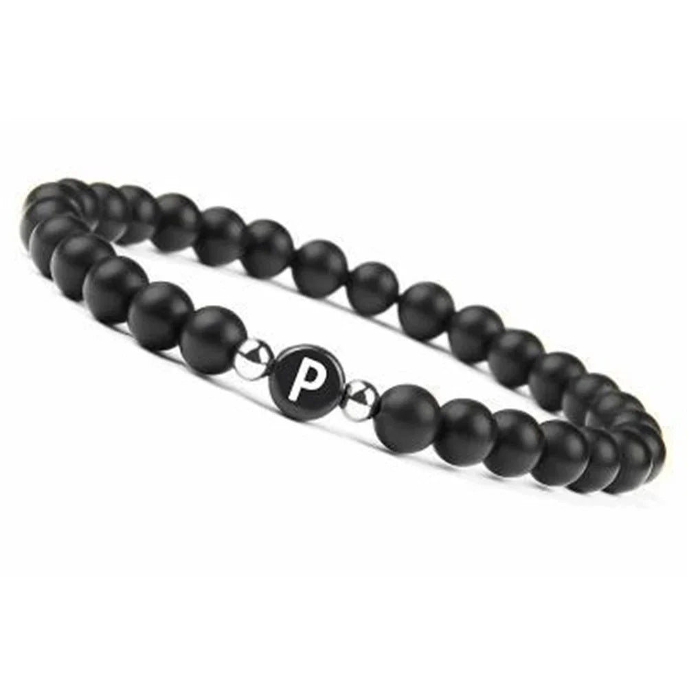 Bracelet noir initiale p