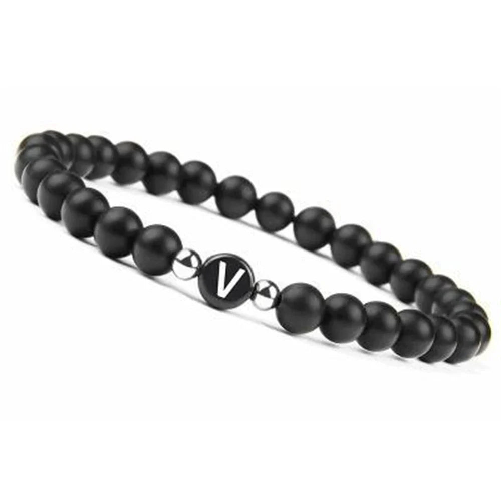 Bracelet noir initiale v