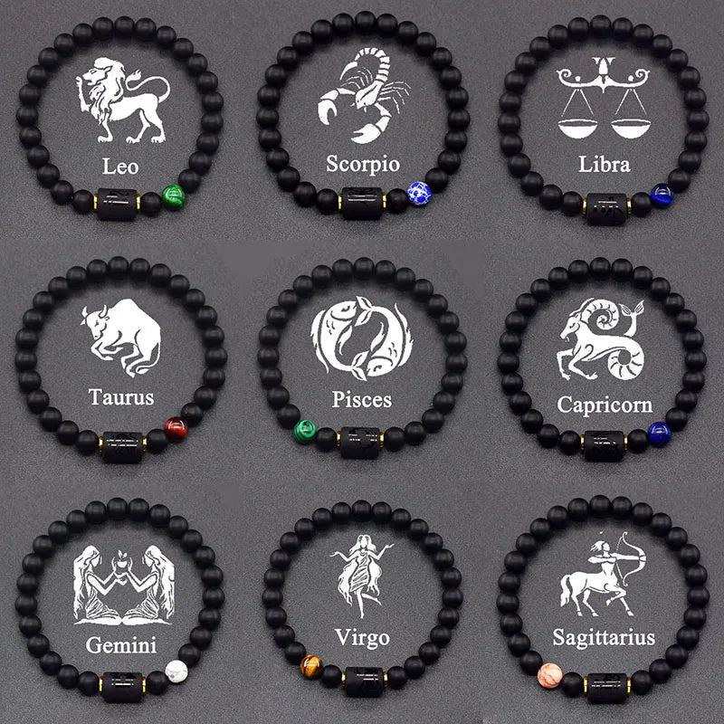 Black Bracelet Zodiac Sign Astro Black 12 Constellations