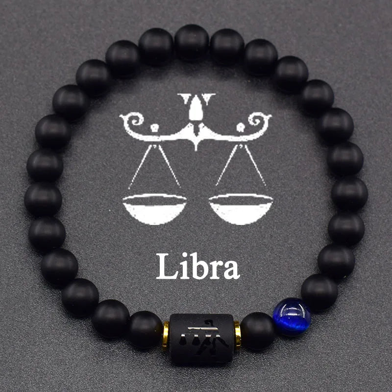 Black Bracelet Zodiac Sign Astro Black 12 Constellations Libra