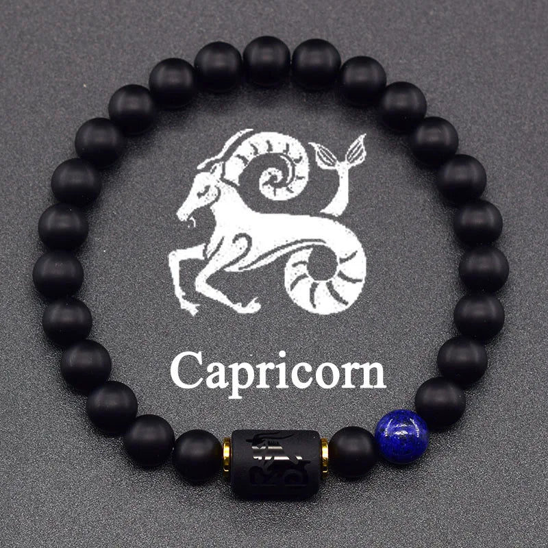 Black Bracelet Zodiac Sign Astro Black 12 Constellations Capricorn