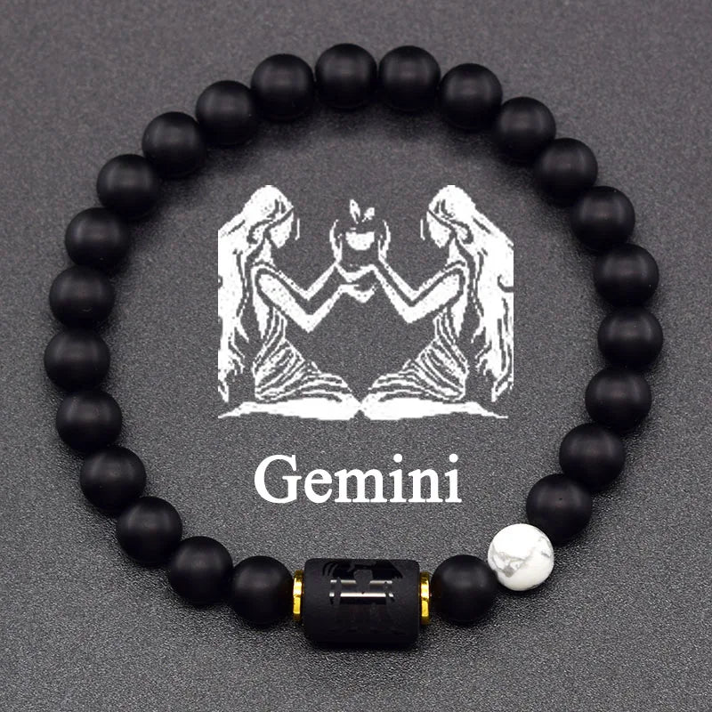 Black Bracelet Zodiac Sign Astro Black 12 Constellations Gemini