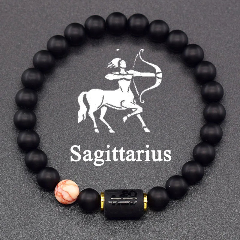 Black Bracelet Zodiac Sign Astro Black 12 Constellations Sagittarius