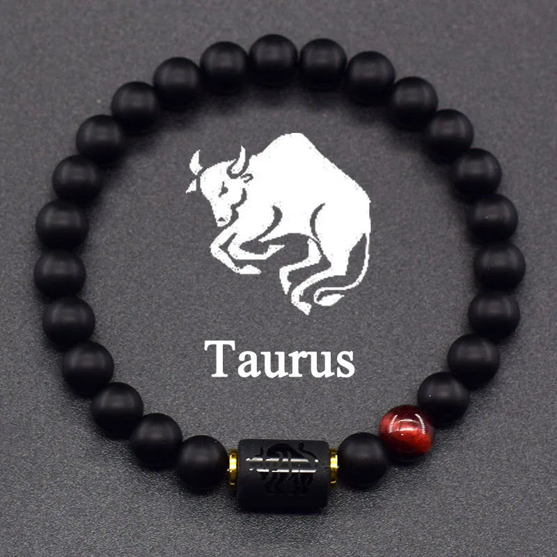 Black Bracelet Zodiac Sign Astro Black 12 Constellations Taurus