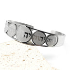 Bracelet ouvert avec lettres en hébreu juif argent