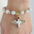 Pearl Bracelet with White Cross