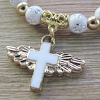 Pearl Bracelet with White Cross