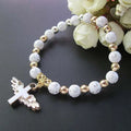 Pearl Bracelet with White Cross