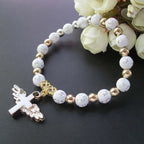 Pearl Bracelet with White Cross