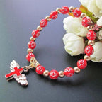 Pearl Bracelet with Red Cross