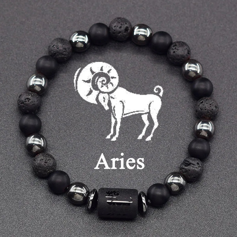 Zodiac Sign Bead Bracelet 12 Constellations Aries