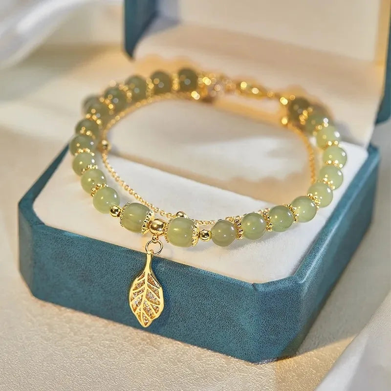 Green Leaf Beaded Bracelet