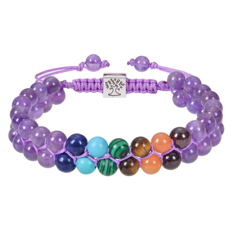 7 Chakra Stone Amethyst Bracelet