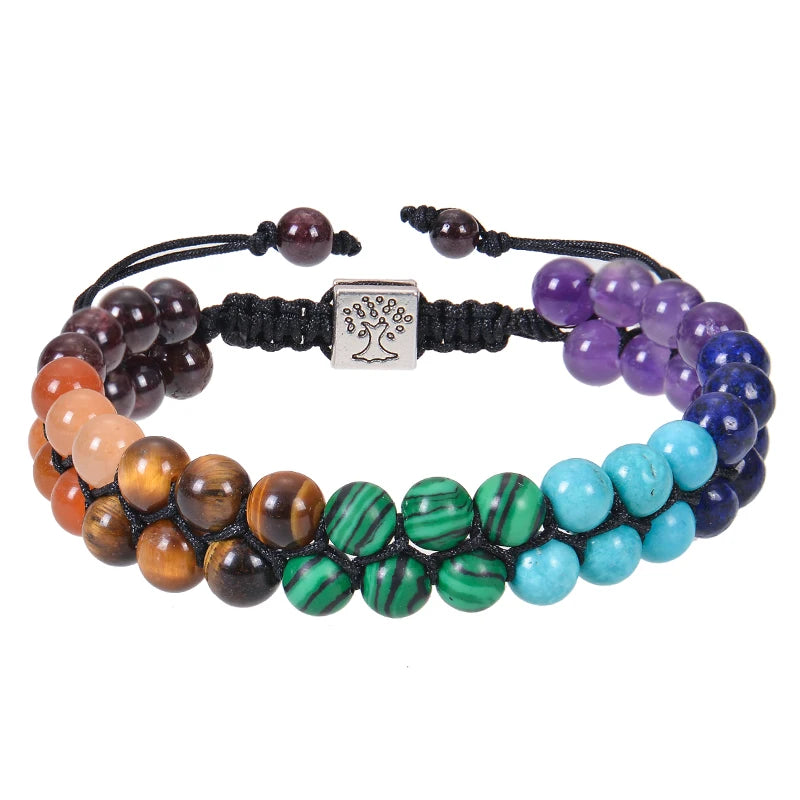 Bracelet Pierre 7 Chakras Doubles Perles