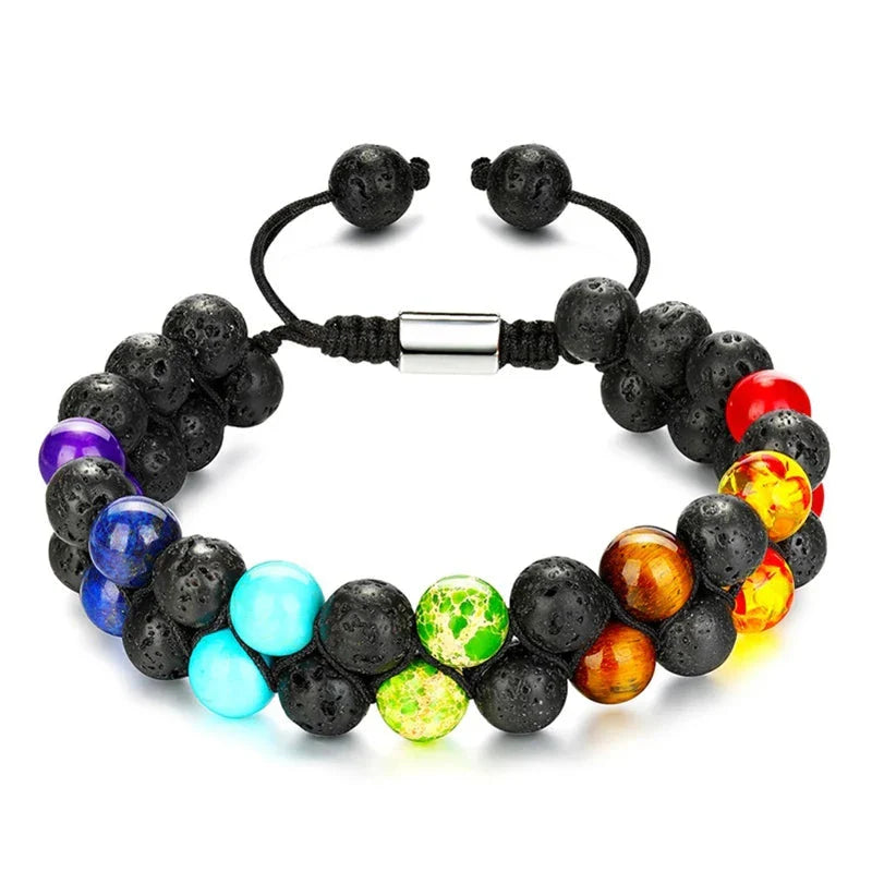 7 Chakras Stone Lava Stone Bracelet