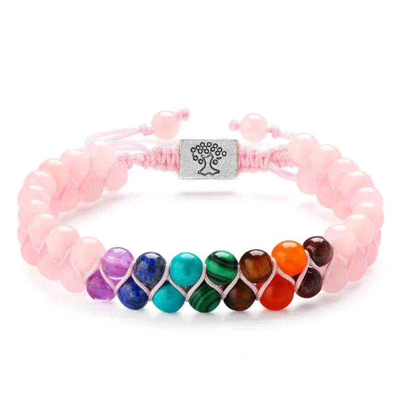 Pink 7 Chakra Stone Bracelet
