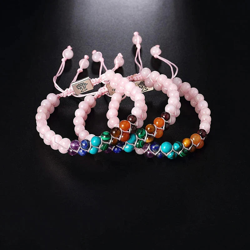 Pink 7 Chakra Stone Bracelet