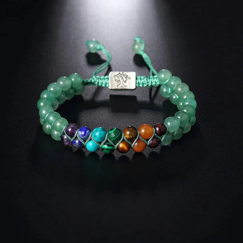 Green 7 Chakras Stone Bracelet